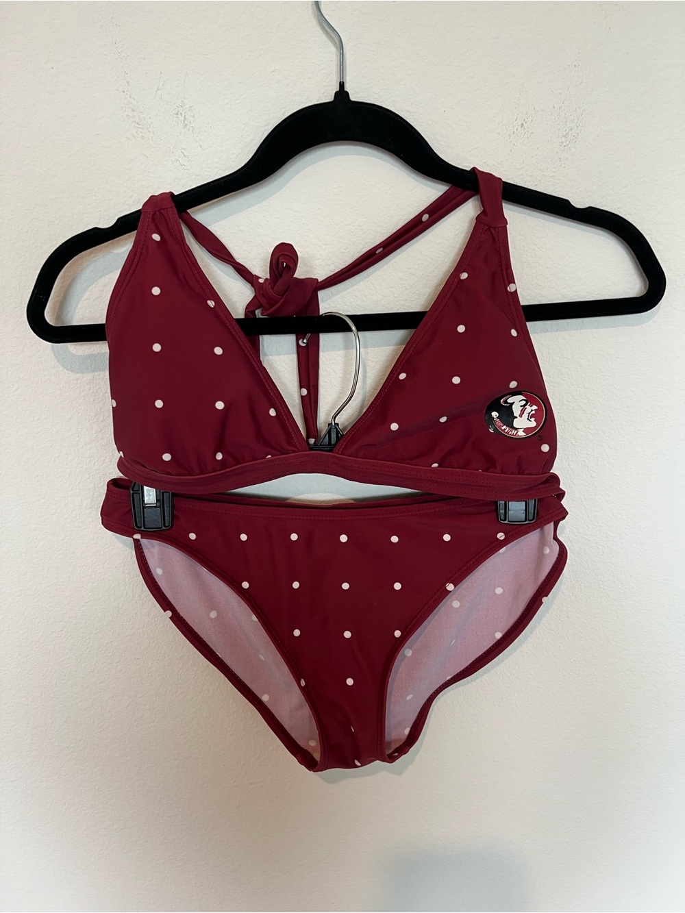 FSU Seminoles Women’s Maroon Polka Dot Two-Piece Swim Set